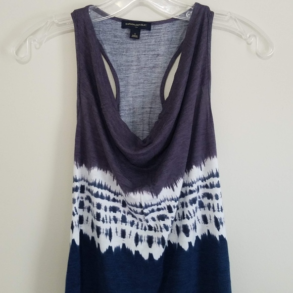 Blue, White & Purple Tie-Dye Cowel Neck Tank - Picture 3 of 6